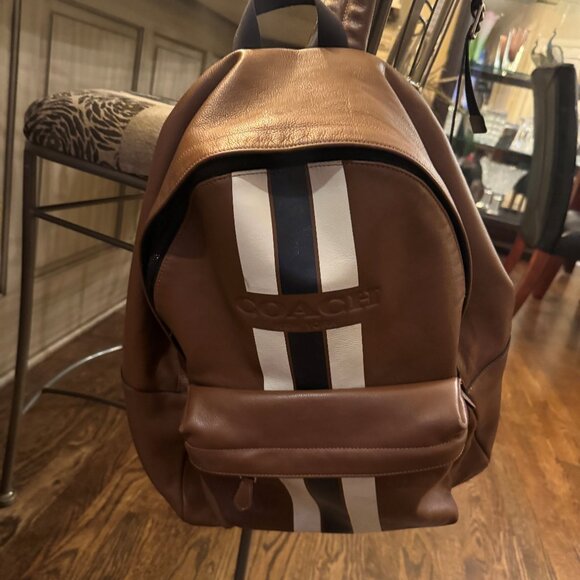 Tan and Black Coach Backpack - Picture 1 of 12